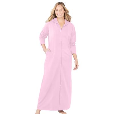 Plus Size Women's Long Hooded Fleece Sweatshirt Robe by Dreams & Co. in Pink (Size 5X)