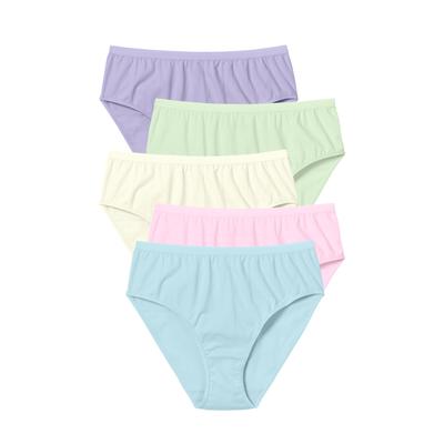 Plus Size Women's Hi-Cut Cotton Brief 5-Pack by Comfort Choice in Pastel Pack (Size 7)