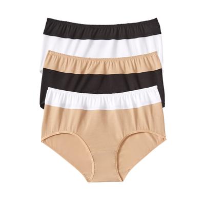 Plus Size Women's Full Coverage Stretch Cotton Color Block Brief 3-Pack by Comfort Choice in Basic Assorted (Size 14) Underwear