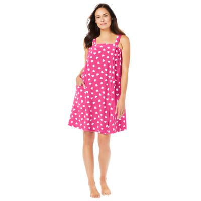 Plus Size Women's Dreams & Co.Â® Velour Towel Wrap by Dreams & Co. in Raspberry Sorbet Hearts (Size M)