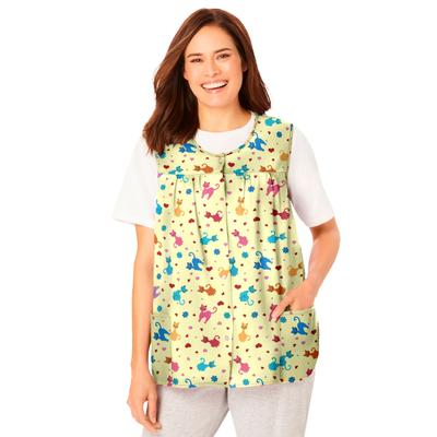 Plus Size Women's Snap-Front Apron by Only Necessities in Yellow Cats (Size 18/20)