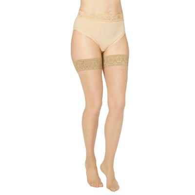 Women's MeoMoi Floral Lace Thigh Tights by MeMoi in City Beige (Size 1X-2X)