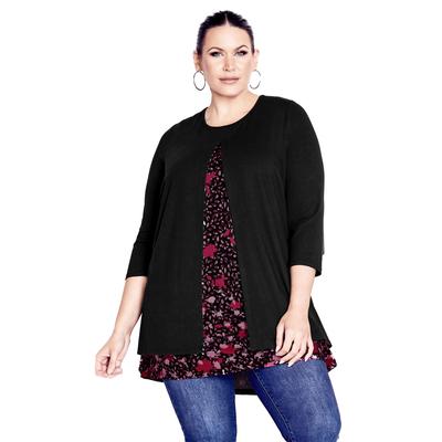 Plus Size Women's Ally Border Tunic by Avenue in Rose Treasure Border (Size 16)