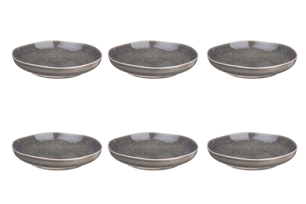 Lot de 6 assiettes creuses en grès gris D22.5