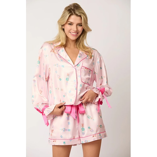 Weihnachtsmann Schlafanzüge Weihnachtspyjamas Satin-Pyjama Damen Cosplay-Kostüm Erwachsene Weihnachten Neujahr Heiligabend Weihnachten Party Oberteil Hose Image