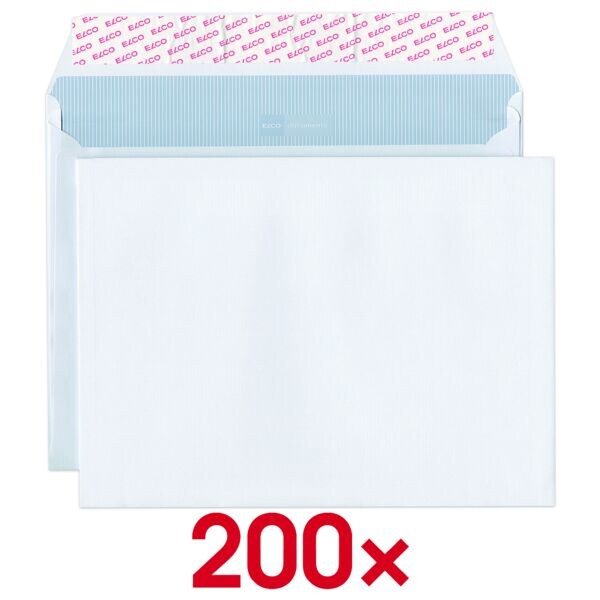 ELCO 200er-Pack Versandtaschen ca. C4 ohne Fenster weiß weiß, 23.9x32.4 cm Image