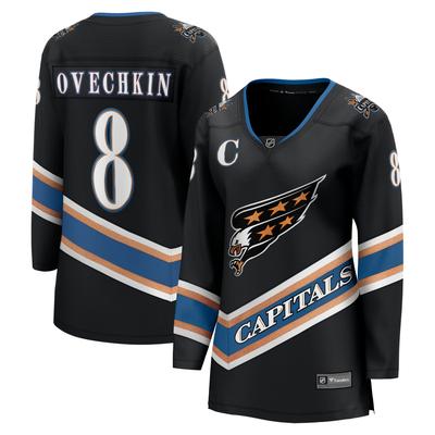 Schwarzes alternatives 50. Jubiläumstrikot der Washington Capitals mit Alexander Ovechkin für Damen von Fanatics Image