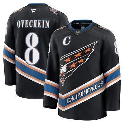 Schwarzes alternatives Premium-Trikot der Washington Capitals zum 50. Jubiläum von Alexander Ovechkin für Herren von Fanatics Image