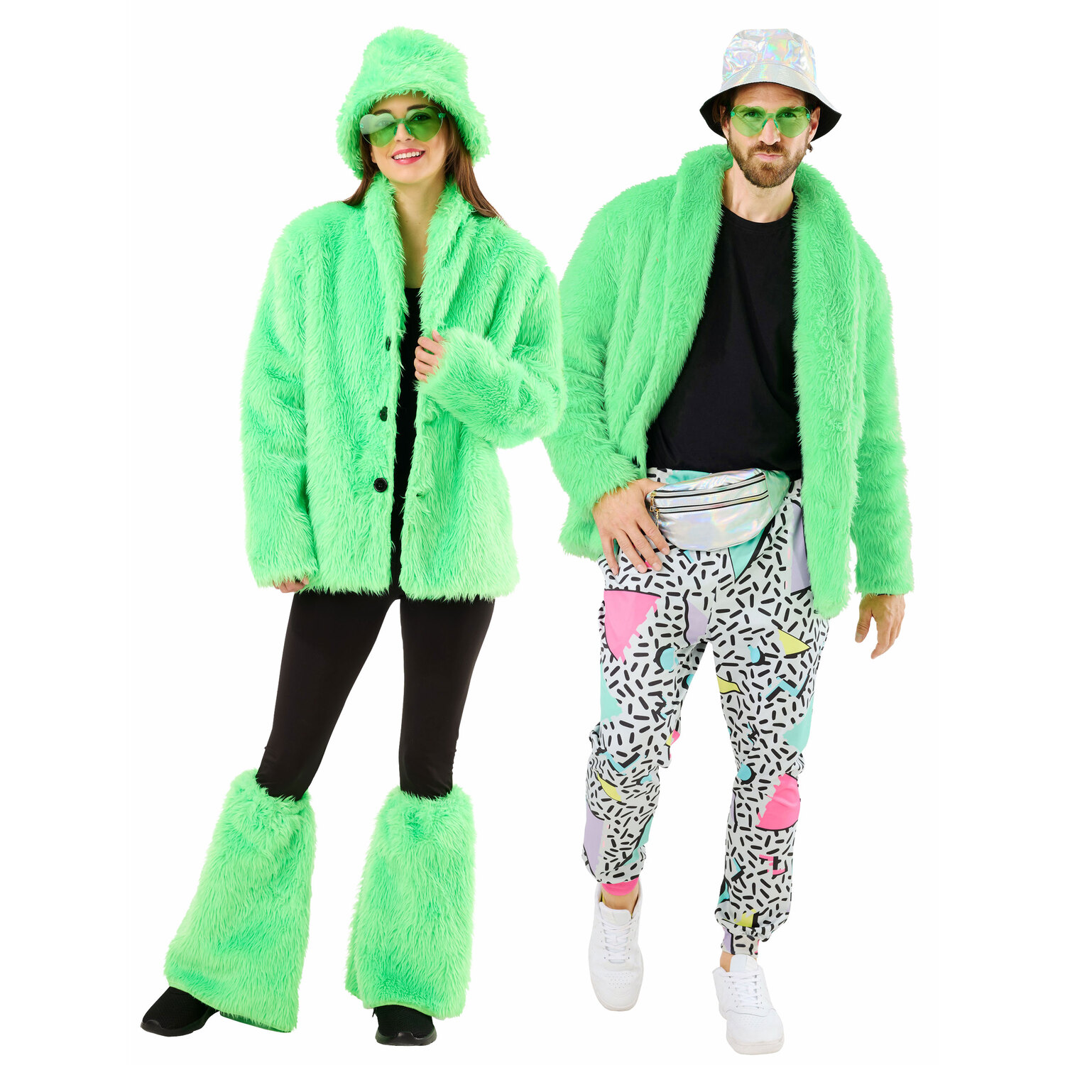 Plüschjacke, neongrün
