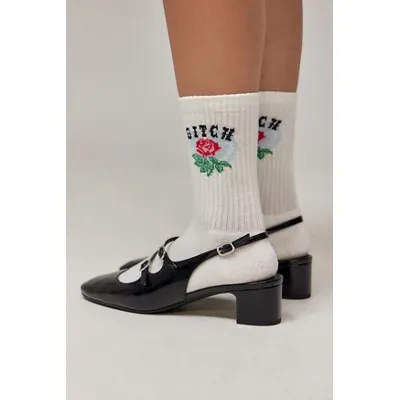 Out From Under Pretty B*tch Socks - White at Urban Outfitters