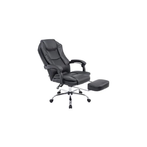 DELUKE® Bürostuhl MEDHA - 114x67x64, Schwarz | Kunstleder | Metall in Chromoptik Gestell | ergonomische Bürostühle Homeoffice Stuhl mit Rollen