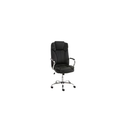 DELUKE® Bürostuhl JUBEL - 115x62x70, Schwarz | Kunstleder | Metall in Chromoptik Gestell | ergonomische Bürostühle Homeoffice Stuhl mit Rollen