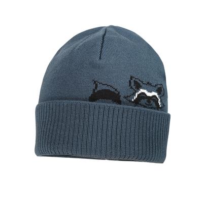 Strickmütze MAXIMO, Baby, Gr. 51, grau, Feinstrick, Baumwolle, gemustert, casual, Mützen, mit Umschlag im Waschbär-Design Image