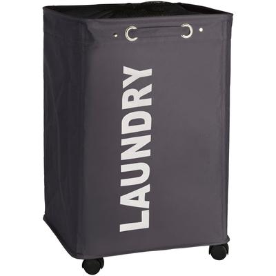 Wäschesortierer WENKO "Quadro 79l", grau (dunkelgrau), B:40cm H:60cm T:33cm, Polyester, Wäschesammler Image