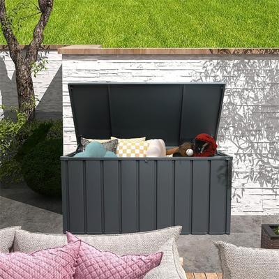 Steel Deck Box Lockable Large Storage Container Waterproof Storage Box For Patio Furniture Garden Tools Pool Supplies - N/A