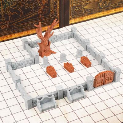 TEMU D&d Miniature Graveyard Set - 28mm Rpg Building Kit For Tabletop Games, Ideal Christmas & Halloween Gift For Dms