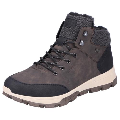 Winterboots RIEKER Gr. 41, braun (braun, kombiniert) Herren Schuhe mit komfortabler SoftFoam-Innensohle, Freizeitschuh, Schnürschuh