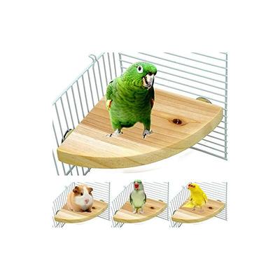Memkey - Vogelkäfig, Sitzstange, Ständer, Plattform, Holz, fächerförmig, Papageien-Spielplatz,
