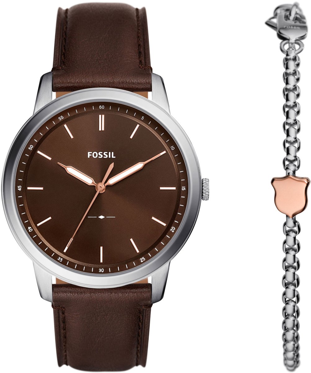 Fossil Minimalist Braun Herren Armbanduhr FS6019SET Image