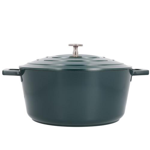 Cocotte 5L en fonte d'aluminium vert foncé 37 x 29 x 14