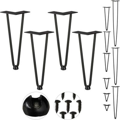 Relaxdays - Hairpin Legs, 4er Set, 2 Streben, Metall, Haarnadel Tischbein für Hocker, Tisch & Image