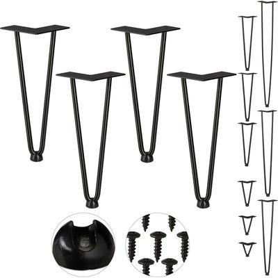 Hairpin Legs, 4er Set, 2 Streben, Metall, Haarnadel Tischbein für Hocker, Tisch & Schrank, 30 cm