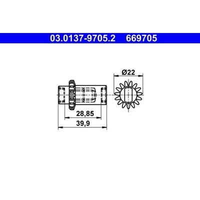 ATE Zubehörsatz, Feststellbremsbacken hinten rechts links Ø22,0mm 22,0mm für PEUGEOT FIAT CITROËN 434108 9949469 03.0137