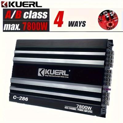 TEMU Kuerl 4 Channel Ab Class 12v Car Amplifier, 7800w Power Stereo Amplifier, Car Audio Amplifier To Drive Subwoofers And Speakers