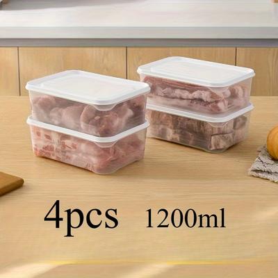 TEMU 4/6pcs Bpa-free Stackable Food Storage Containers With Leakproof - Reusable, -keeping For Meat, Fruits & Vegetables - Essential Kitchen Organizer