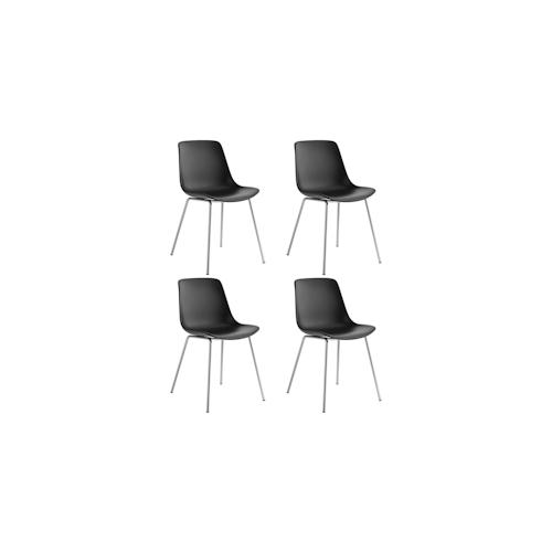 TECTAKE Kunststoffstühle Mave, ergonomisch, 120 kg 4er Setschwarz/chrom
