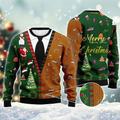 brutto maglione di natale maglioni da uomo babbo natale lettera pullover maglione maglia stampa capodanno maglione esterno quotidiano manica lunga girocollo autunno inverno verde s m l