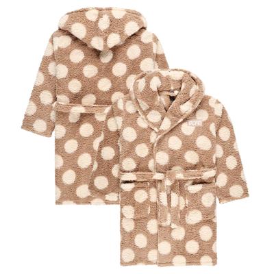 Derby County Polka Dot Fleece-Bademantel mit Kapuze – Beige – Damen Image