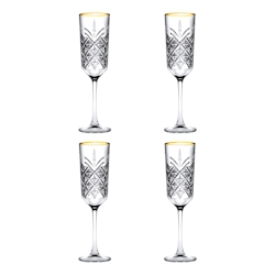 Pasabahce Timeless Sektgläser mit goldenem Rand 17,5 cl 4 Stück