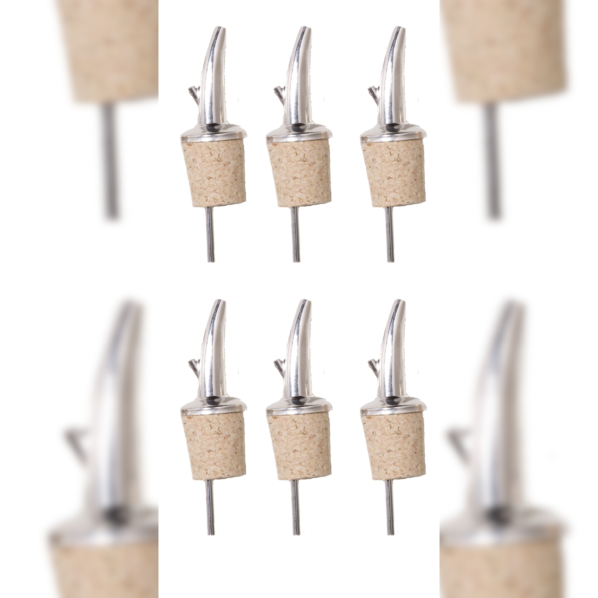 Bar Professional Ausgießerer Naturkork mit lange Ausgießerer Barware Kork Silber 6 Stück Image