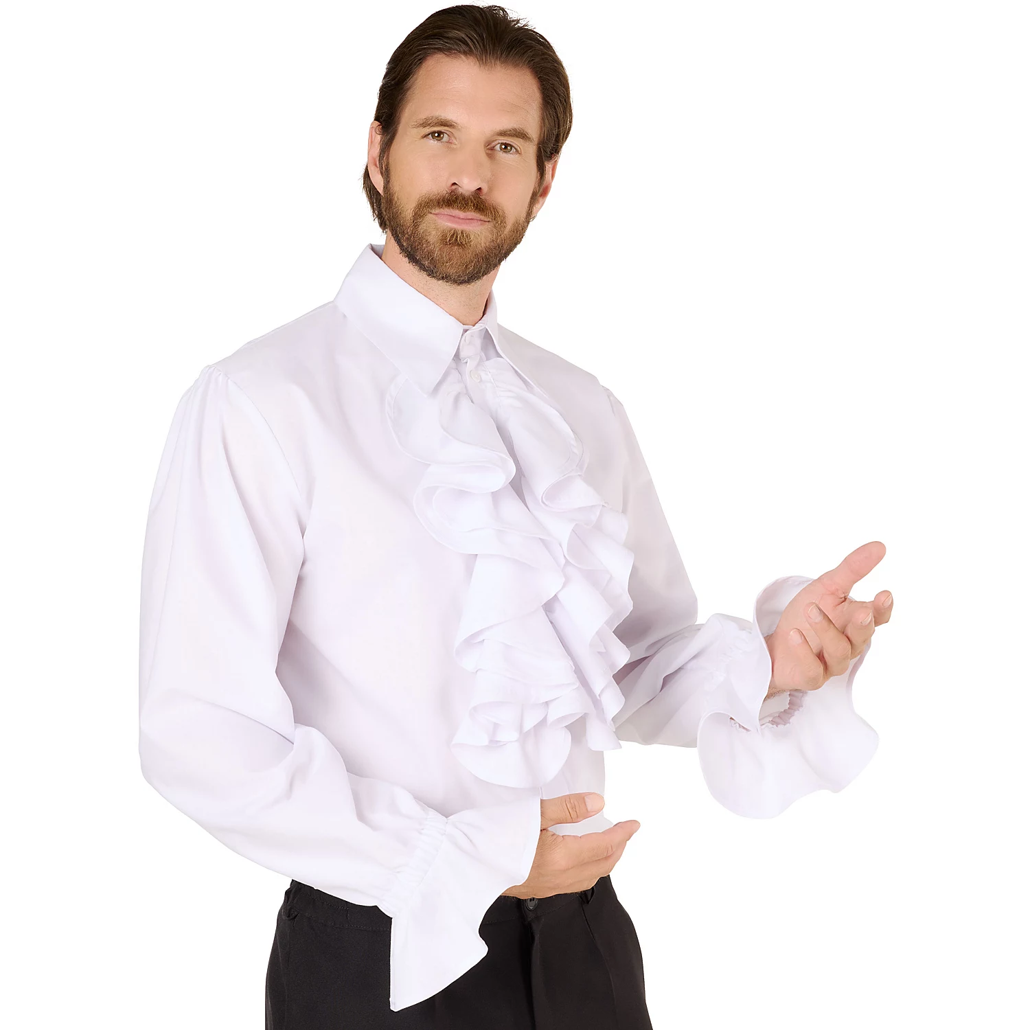 Hemd mit langen Rüschen, weiß Image