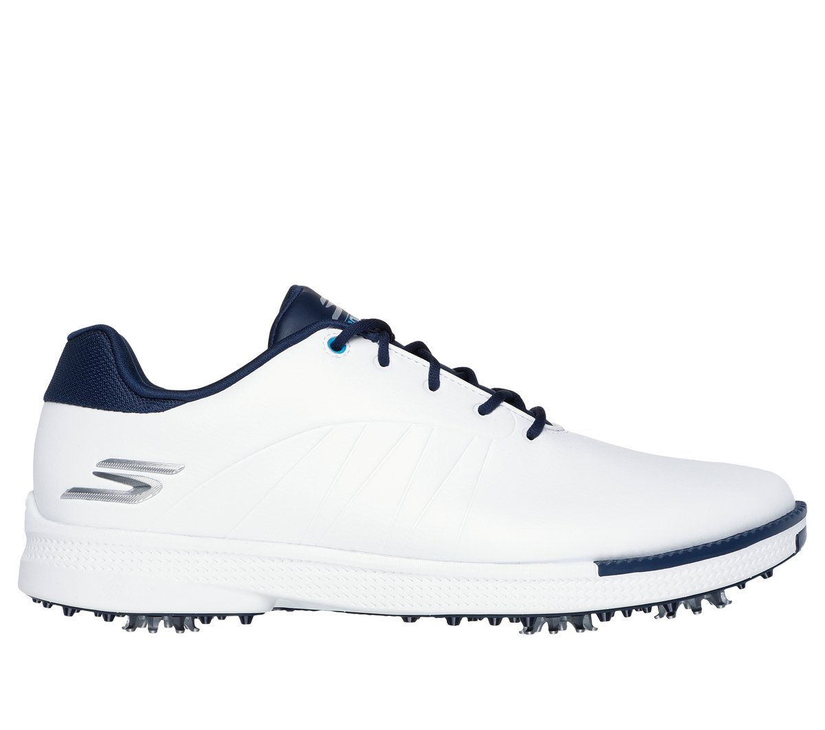 Skechers Men's Waterproof: GO GOLF Tempo Shoes | Size 9.5 | White/Navy | Synthetic/Textile