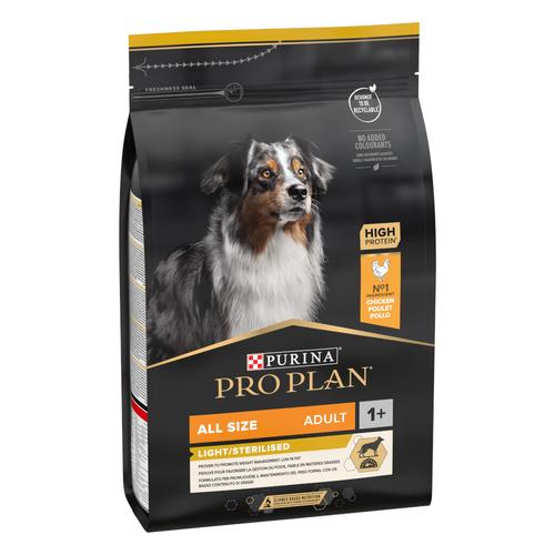 3kg PURINA PRO PLAN All Sizes Adult Light/Sterilised Hundefutter trocken