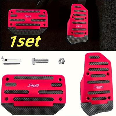 TEMU 2pcs Non-slip Aluminum Alloy Car Pedal Pads, Automatic Transmission Brake & Gas Pedal Covers, Performance Pedal Set, Auto Suv Atv Accessories (automatic) Image