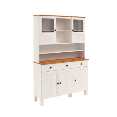 Küchenbuffet HOME AFFAIRE "Alby2", gelb (weiß, honigfarben), B:125cm H:185cm T:38cm, Massivholz, Schränke, Mit Metallgriffen, Breite 125 cm Image
