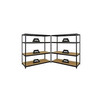 PROREGAL Mega Deal 2er-Set Schwerlastregal Giant Elephant 160x150x60cm mit 4 Ebenen Fachlast 200kg Schwarz, Kellerregal, Steckregal, Garagenregal Image