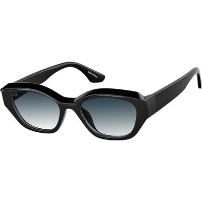 Zenni Women's Vintage Cat-Eye Rx Sunglasses Black Plastic Full Rim Frame
