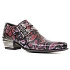 New Rock Mens Vintage Red Floral Leather Buckle Shoes-7960-S6 - Black - Size EU 41 | New Rock Sale | Discount Designer Brands