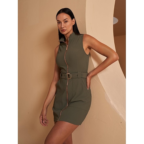Damen Golfkleid Armeegrün Dunkelmarine Ärmellos Kleid Damen-Golfkleidung, Kleidung, Outfits, Kleidung Image