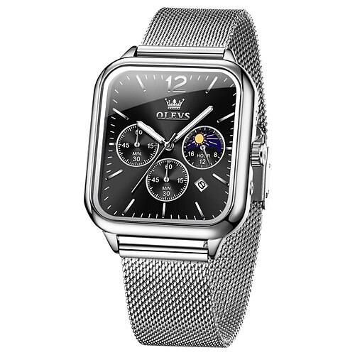 Olevs 9914 Herrenuhr klassischer Luxus original Quarzuhr Kalender Mondphase Chronograph Trend Marke Herrenuhr Image