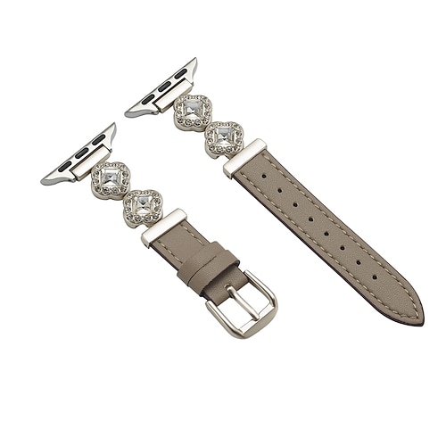 Lederband Kompatibel mit Apple Watch Armband 38mm 40mm 41mm 42mm 44mm 45mm 49mm Damen Bling-Diamant Verstellbar Legierung Leder Ersatzarmband für iwatch Ultra 2 Series 9 8 7 SE 6 5 4 3 2 1 Image