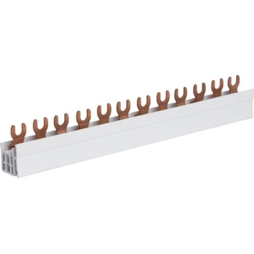 Hager Phasenschiene, 3ph, 17,5mm, 210mm, 10qmm, 63A, Gabel, Isoliert, KDN363A Image