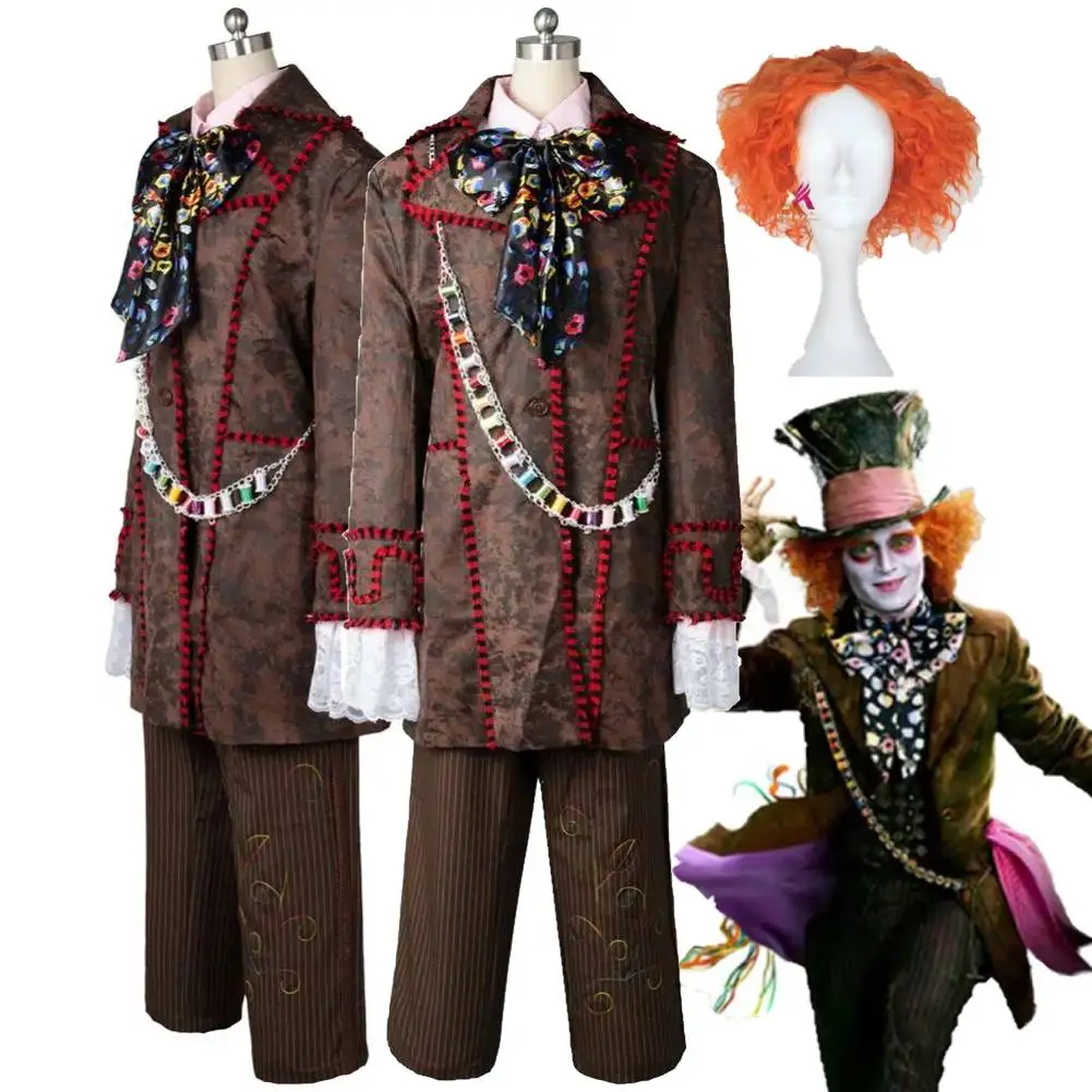 Film Alice Mad Hatter Cosplay Fantasie Verkleidung Kostüm Erwachsene Männer Mäntel Outfits Fantasia männlich Halloween Karneval Party Kleidung Image