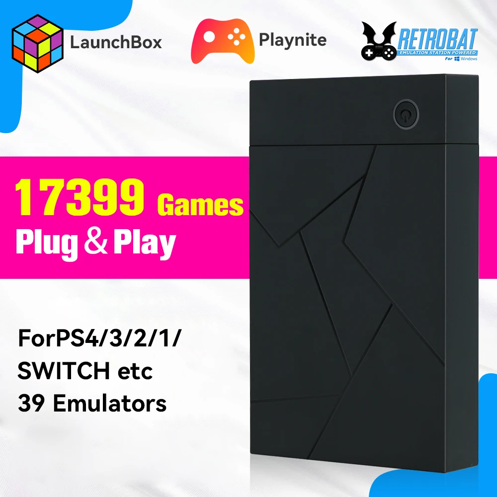 Retro Gaming HDD Retrobat&Playnite&Launchbox OS für PS4/PS3/PS2/PS1/SWITCH/N64/DC/WIIU 39 Emulatoren für Windows mit 17000+ Spielen