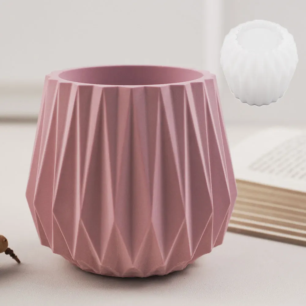 Origami Kunst Blumentopf Silikon form geometrische Gips Vase Stift halter Kerze Tasse Beton Gussform DIY Home Dekoration Image
