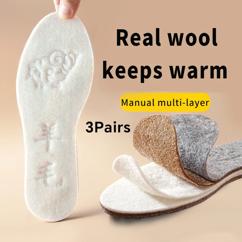 3 Paar winter warme Einlegesohlen für Schuhe Männer Frauen Wolle verdicken weiche Schuhe Pads haut freundliche Baumwolle Kaschmir halten warm weiche Innen sohle